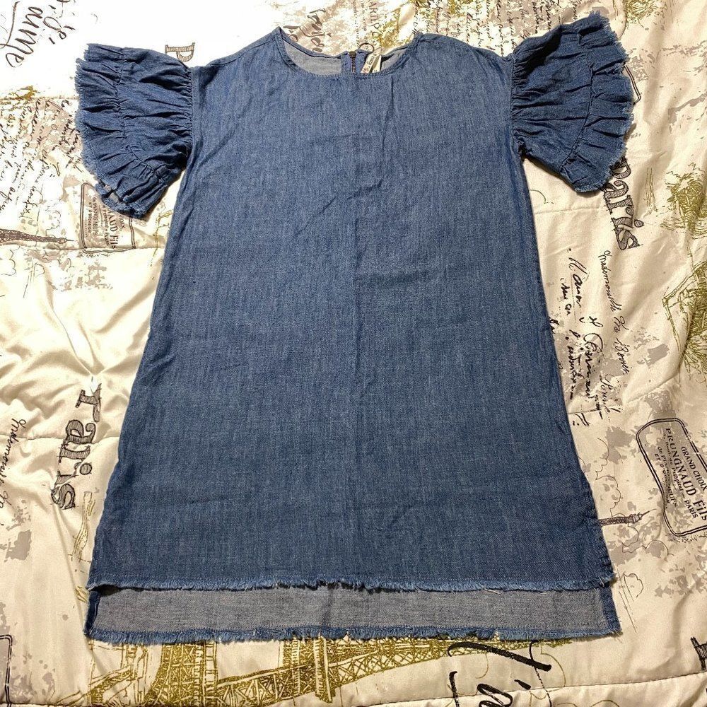 Girl Krazy XS flutter sleeve Chambray shirt dress
